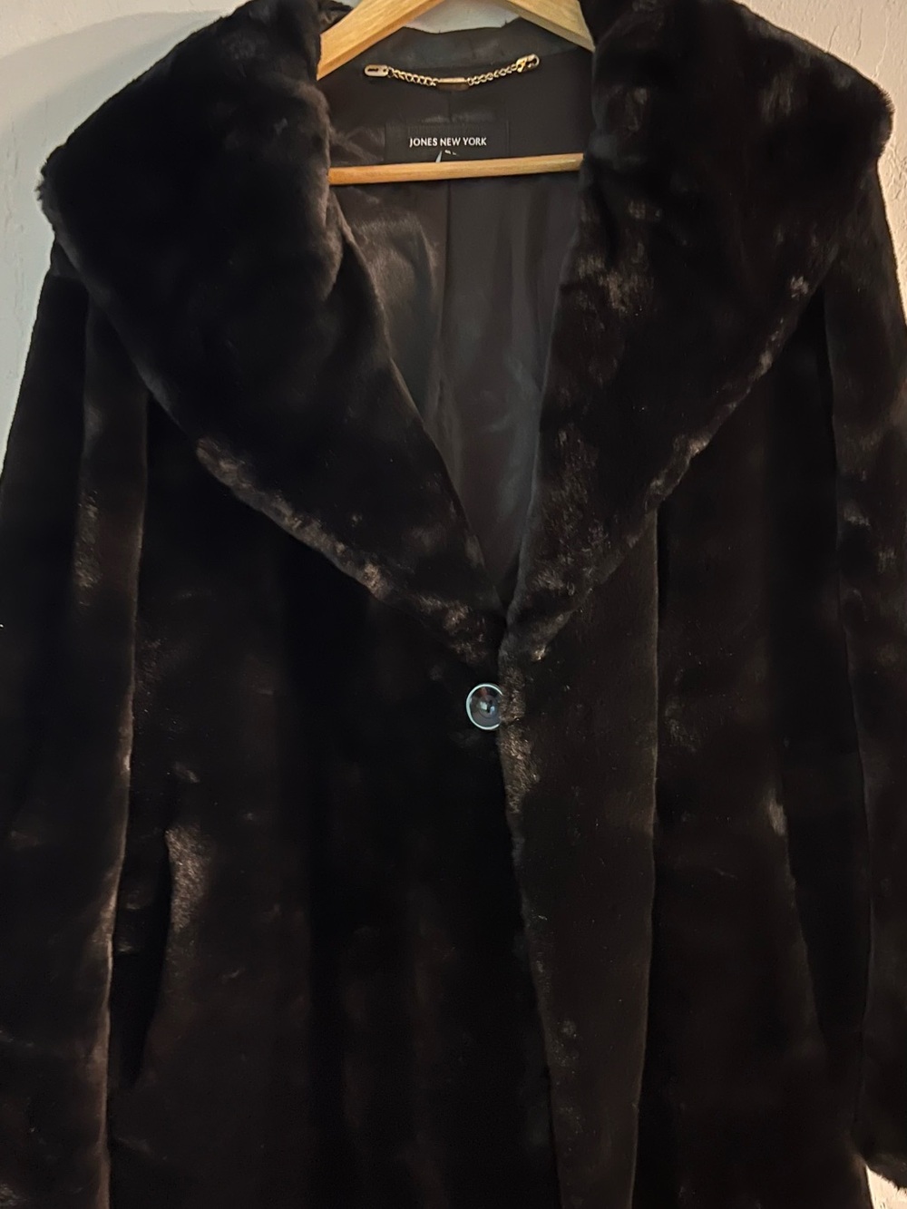 Jones New York Black Teddy Faux Fur Jacket